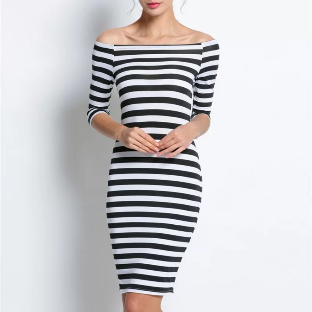 Black White Striped Dress